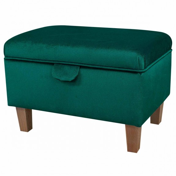 Storage Stool Ottoman in a Malta Emerald Luxury Velvet Fabric | Beaumont