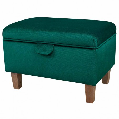 Storage Stool Ottoman in a Malta Emerald Luxury Velvet Fabric | Beaumont