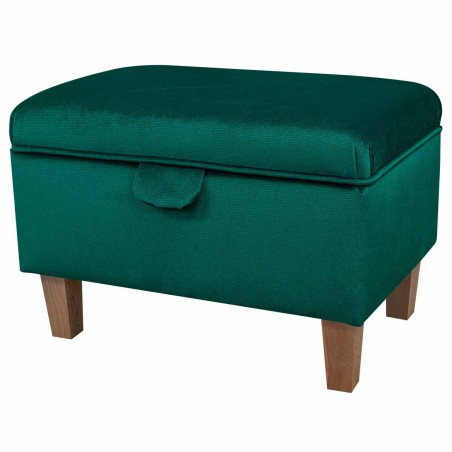 Storage Stool Ottoman in a Malta Emerald Luxury Velvet Fabric | Beaumont