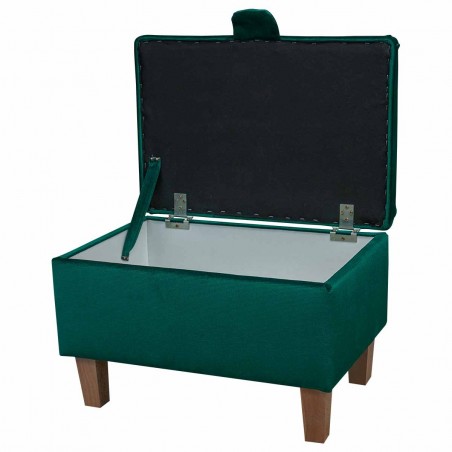 Storage Stool Ottoman in a Malta Emerald Luxury Velvet Fabric | Beaumont
