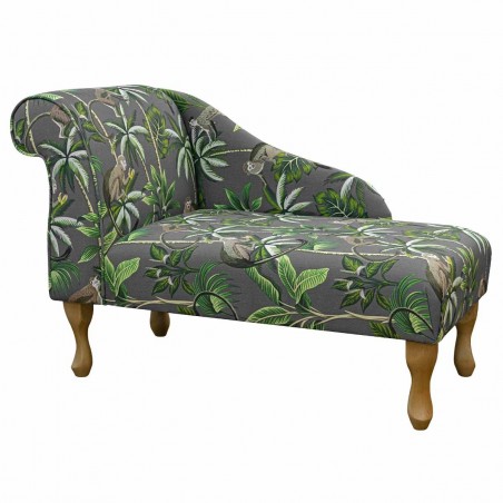 Mini Chaise Longue in a Fryetts Monkey Grey Cotton Fabric | Beaumont
