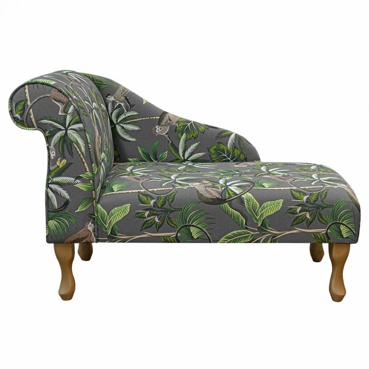 Mini Chaise Longue in a Fryetts Monkey Grey Cotton Fabric | Beaumont