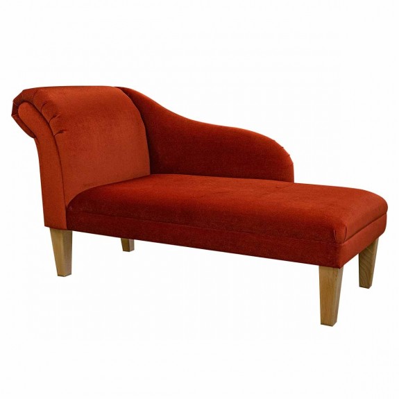 Medium Chaise Longue in Malta Apricot Deluxe Velvet Fabric | Beaumont