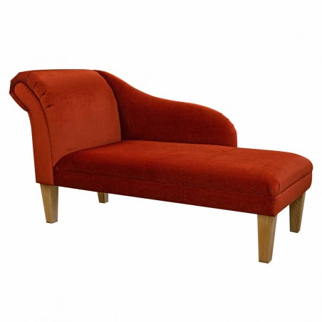 Medium Chaise Longue in Malta Apricot Deluxe Velvet Fabric | Beaumont