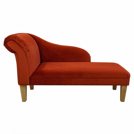 Medium Chaise Longue in Malta Apricot Deluxe Velvet Fabric | Beaumont