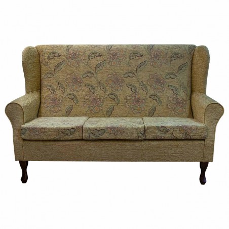 gold sofa with flowers