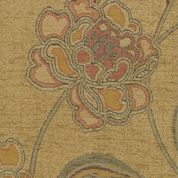 3 Seater Wingback Sofa in a Maida Vale Floral and Plain Gold Fabric