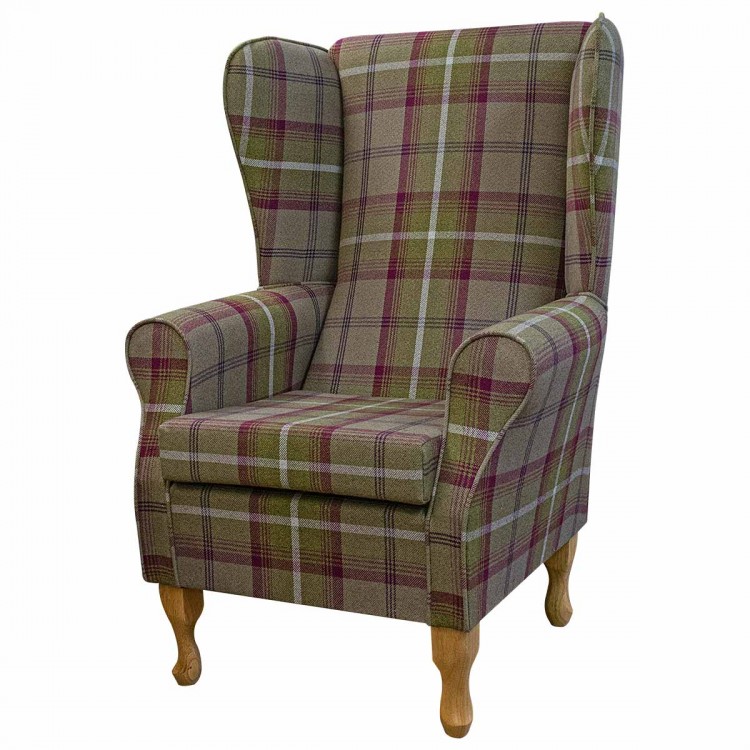 Large High Back Chair in Balmoral Heather Tartan Fabric | Beaumont