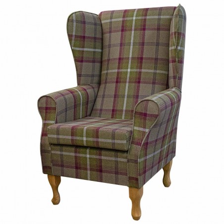 Large High Back Chair in Balmoral Heather Tartan Fabric | Beaumont