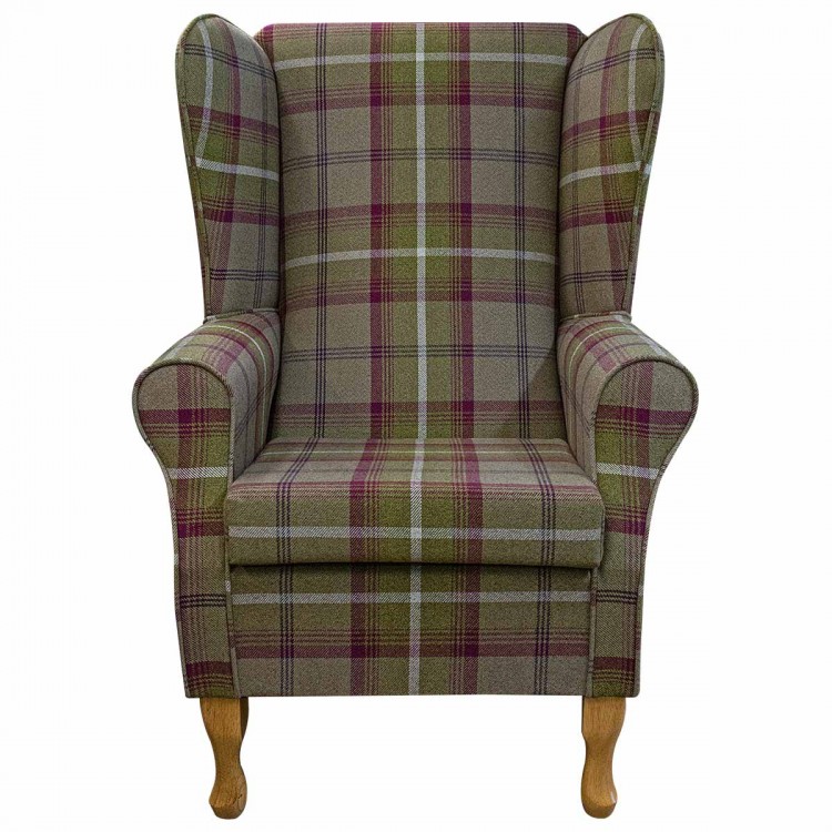 Large High Back Chair in Balmoral Heather Tartan Fabric | Beaumont