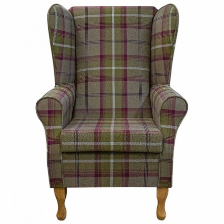Large High Back Chair in Balmoral Heather Tartan Fabric | Beaumont