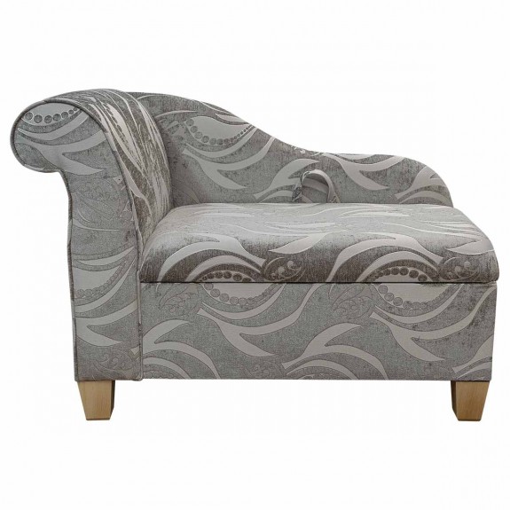 41" Storage Chaise Longue in a Zest Tribal Flower Fudge Fabric