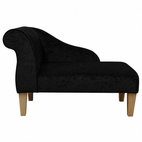 Modern Chaise Longue in Pimlico Crush Noir Fabric SR16023 | Beaumont