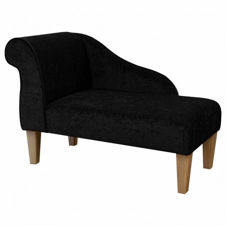 Modern Chaise Longue in Pimlico Crush Noir Fabric SR16023 | Beaumont