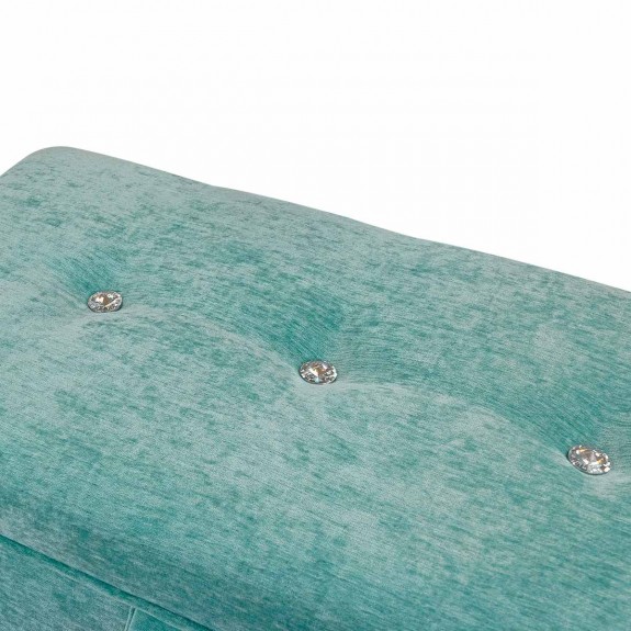 Buttoned Storage Footstool, Ottoman, Pouffe in a Manhattan Lagoon Marl Velvet Fabric