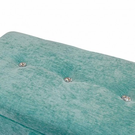 Buttoned Storage Footstool in Manhattan Lagoon Marl Velvet Fabric | Beaumont