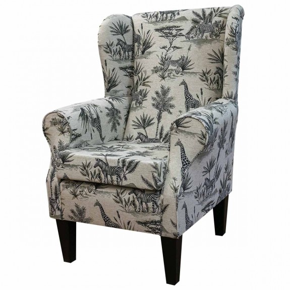 Standard Wingback Fireside Westoe Chair in a Safari Wildlife Fabric