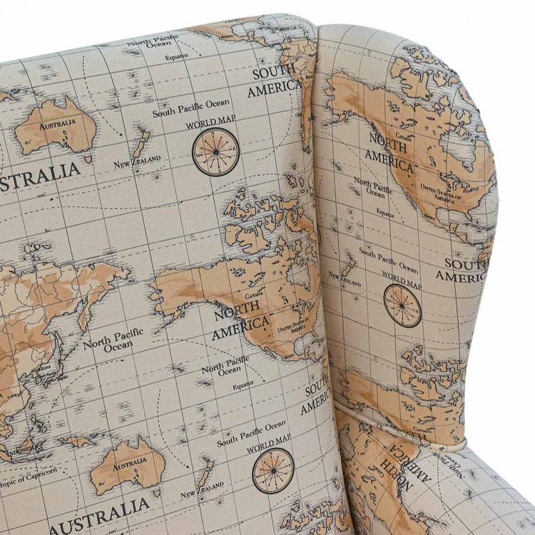 Standard Wingback Chair in Fryetts Maps Multi Cotton Fabric | Beaumont