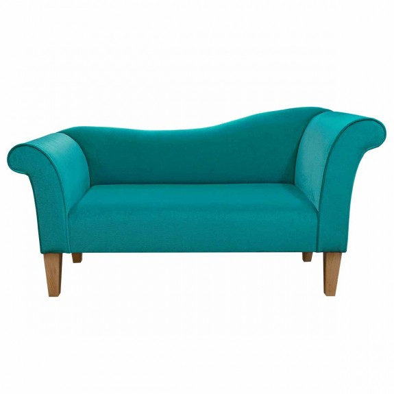 Designer Chaise Sofa in a Malta Lagoon Deluxe Velvet Fabric