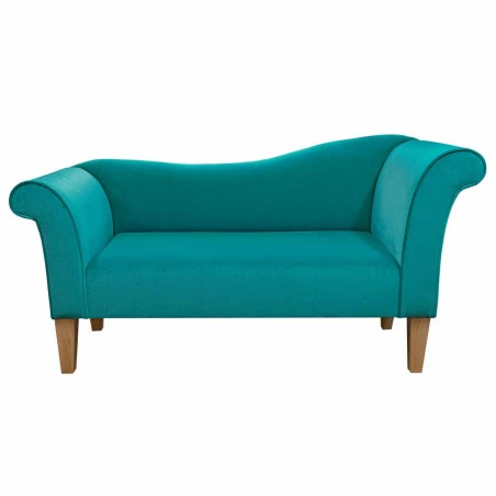 Designer Chaise Sofa in Malta Lagoon Deluxe Velvet Fabric | Beaumont
