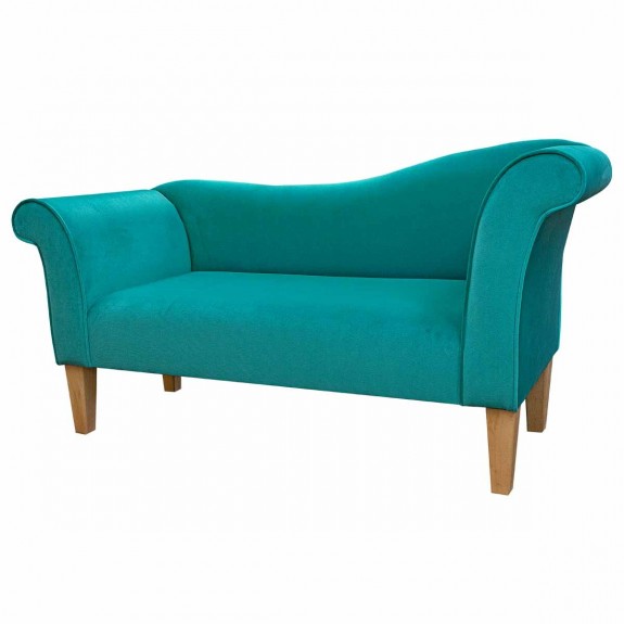 Designer Chaise Sofa in Malta Lagoon Deluxe Velvet Fabric | Beaumont