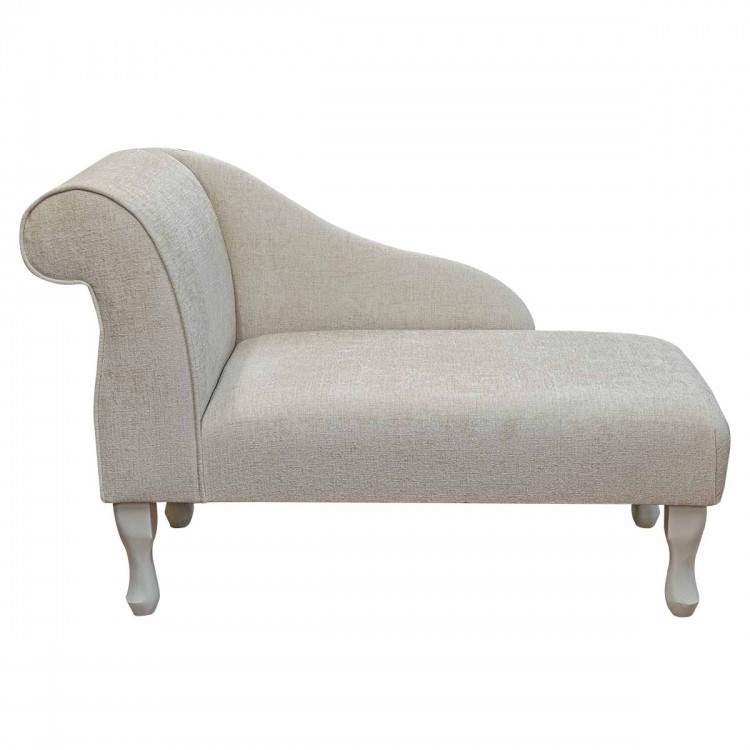 Mini Chaise Longue in Carlton Ivory Chenille Fabric | Beaumont