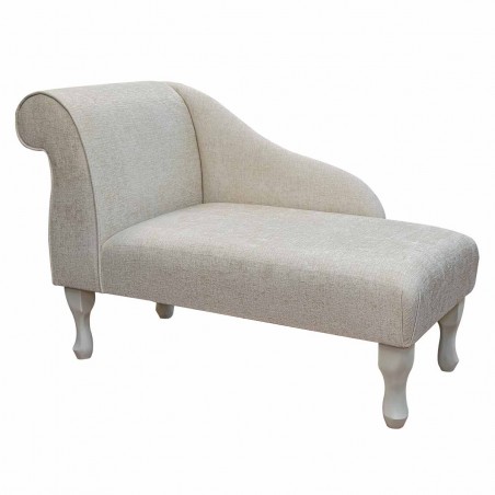 Mini Chaise Longue in Carlton Ivory Chenille Fabric | Beaumont