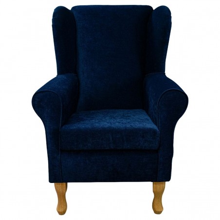Wingback Chair in Pimlico Crush Navy Fabric SR16166| Beaumont
