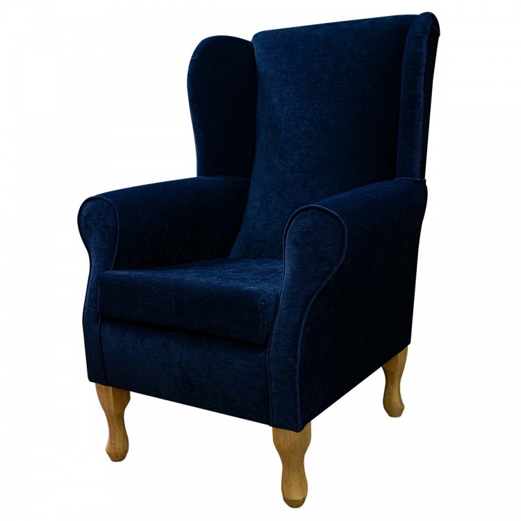 Wingback Chair in Pimlico Crush Navy Fabric SR16166| Beaumont