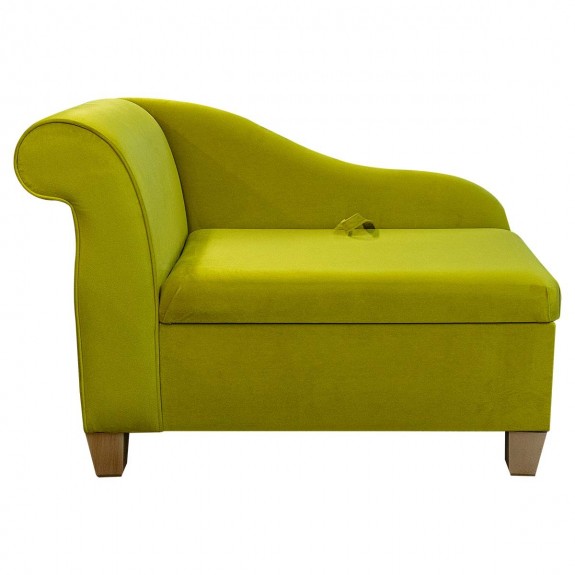 41" Storage Chaise Longue in a Monaco Lemon Supersoft Velvet Fabric