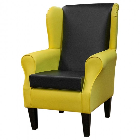 Standard Wingback Fireside Chair in a Lisbon Lemon & Noire Vinyl