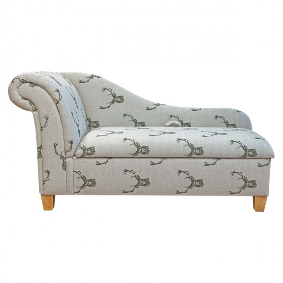 60" Large Storage Chaise Longue in a Stag Cotton Fabric