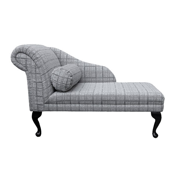45" Chaise Longue in a Maida Vale Plaid Grey Fabric - 14675