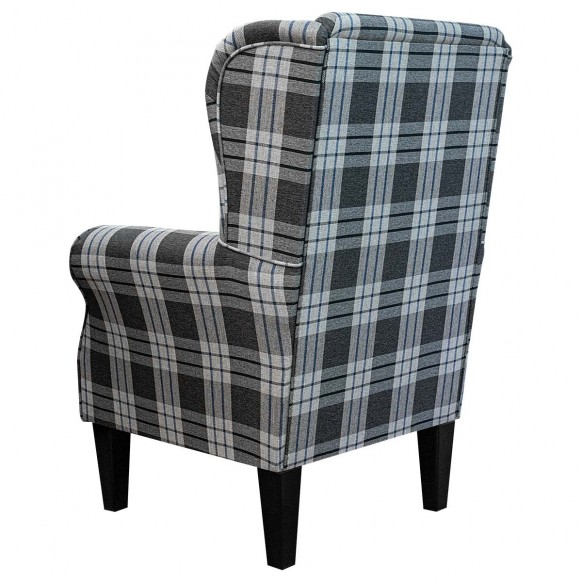 Standard Wingback Fireside Westoe Chair in a Kintyre Charcoal Tartan Fabric