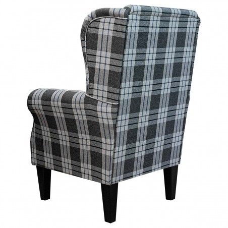Standard Wingback Chair in a Kintyre Charcoal Tartan Fabric | Beaumont