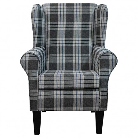 Standard Wingback Chair in a Kintyre Charcoal Tartan Fabric | Beaumont