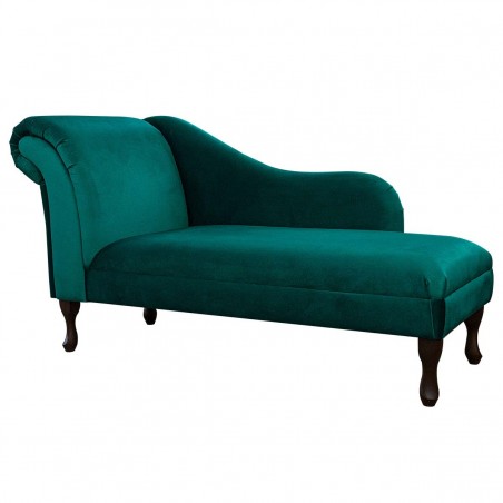 Chaise Longue in a Malta Emerald Luxury Velvet Fabric | Beaumont