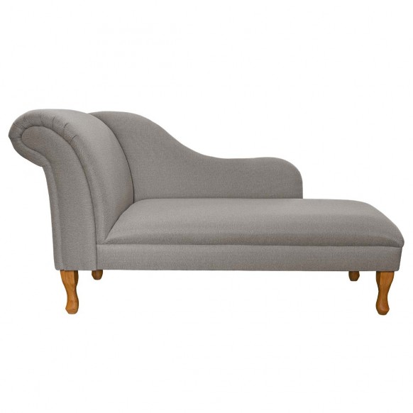 60" Large Chaise Longue in a Dundee Herringbone Dove Fabric