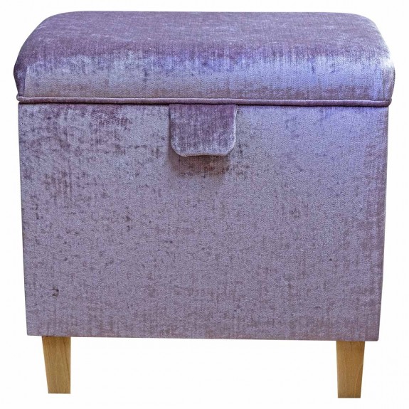 Tall Storage Footstool, Ottoman, Pouffe in a Pastiche Slub Petal Fabric