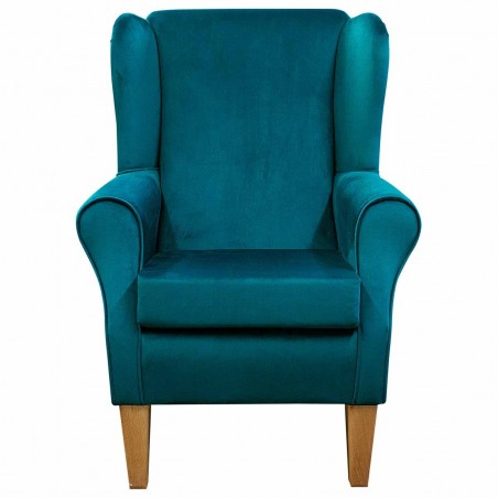 Standard Wingback Chair in a Malta Peacock Deluxe Velvet Fabric | Beaumont