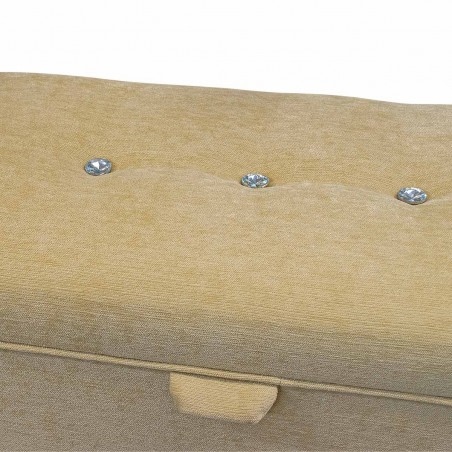 Buttoned Storage Footstool in Pimlico Crush Straw Fabric | Beaumont