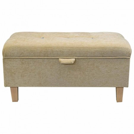 Buttoned Storage Footstool in Pimlico Crush Straw Fabric | Beaumont