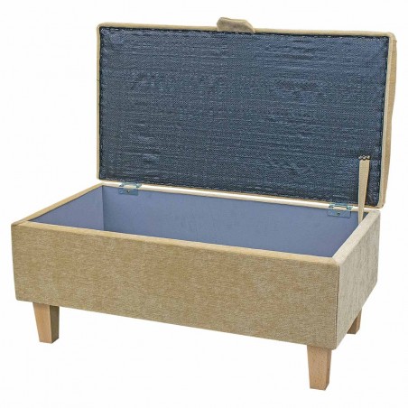 Buttoned Storage Footstool in Pimlico Crush Straw Fabric | Beaumont
