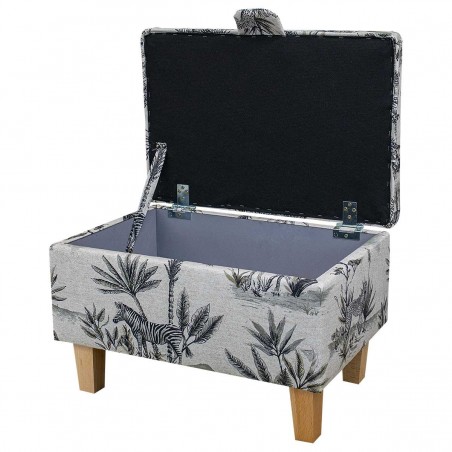 Storage Stool, Ottoman Box in a Monkey Grey Cotton Fabric | Beaumont