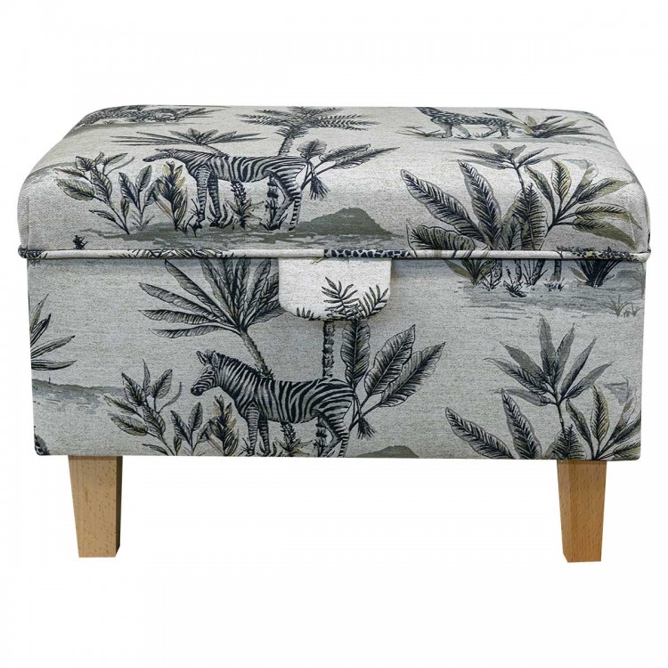 Storage Stool, Ottoman Box in a Monkey Grey Cotton Fabric | Beaumont
