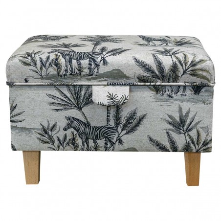 Storage Stool, Ottoman Box in a Monkey Grey Cotton Fabric | Beaumont
