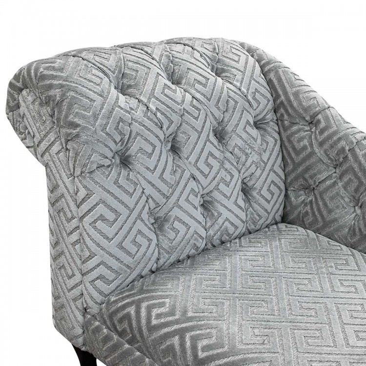 Buttoned Chaise Longue in Extravaganza Meander Silver EXT2553 | Beaumont