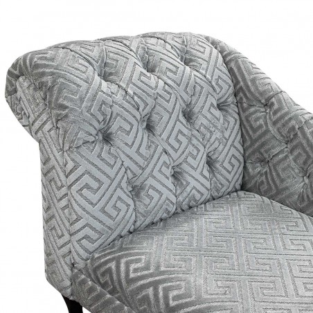 Buttoned Chaise Longue in Extravaganza Meander Silver EXT2553 | Beaumont