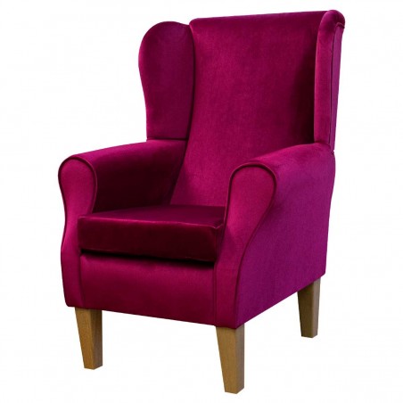 Wingback Chair in Monaco Boysenberry Supersoft Velvet Fabric | Beaumont