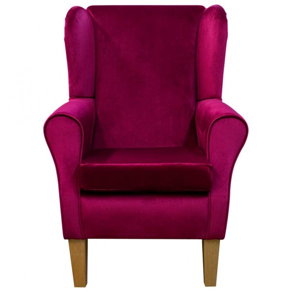 Standard Wingback Fireside Chair in a Monaco Boysenberry Supersoft Velvet Fabric